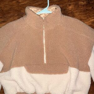 Cozy Two-Tone Sherpa Pullover